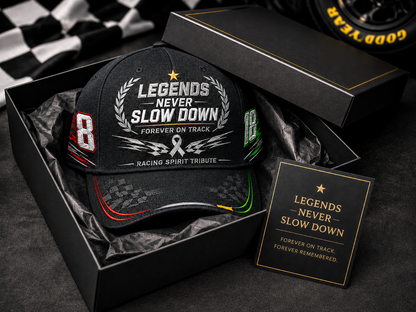 R.I.P. 8 & 18🕊️🙏💔Legends Never Slow Down Racing Spirit Tribute Cap 🏁
