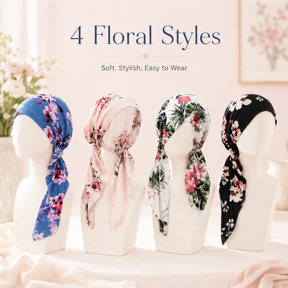 ✨ Women's Floral Print Pre-Tied Head Scarf Turban – Soft, Elastic, Versatile 🌸