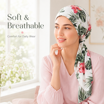 ✨ Women's Floral Print Pre-Tied Head Scarf Turban – Soft, Elastic, Versatile 🌸