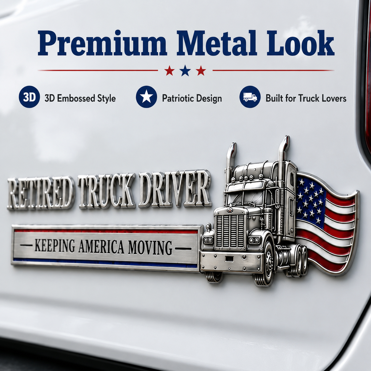 🔥Independence Day 50% OFF- 🚚 Retired Truck Driver Car Emblem Badge