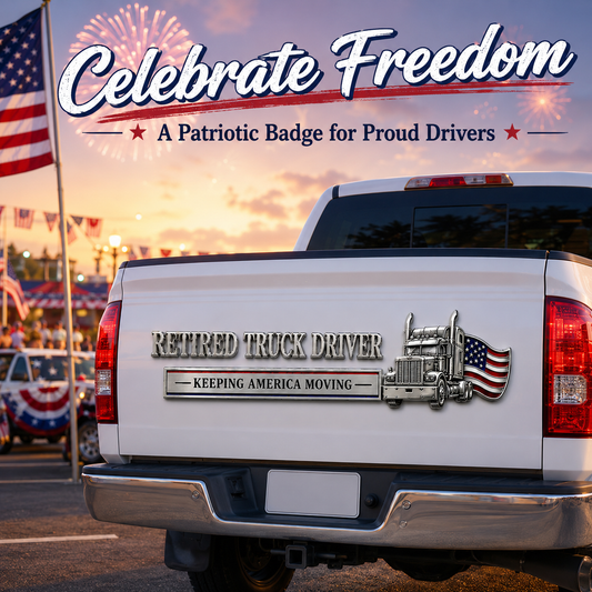 🔥Independence Day 50% OFF- 🚚 Retired Truck Driver Car Emblem Badge
