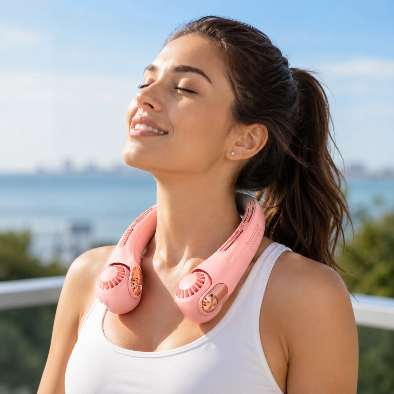 🥳2026 HOT SALE🥳💞50K+ SOLD!🍃 Neck Air Conditioner Fan – Ultra‐quiet, 360° rotating, 3 speeds. Hands‐free cooling, long battery. Summer essential! 😎🌬️