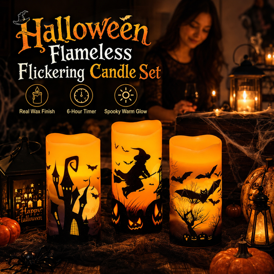 🕯️ Halloween Flameless Flickering Candle Set