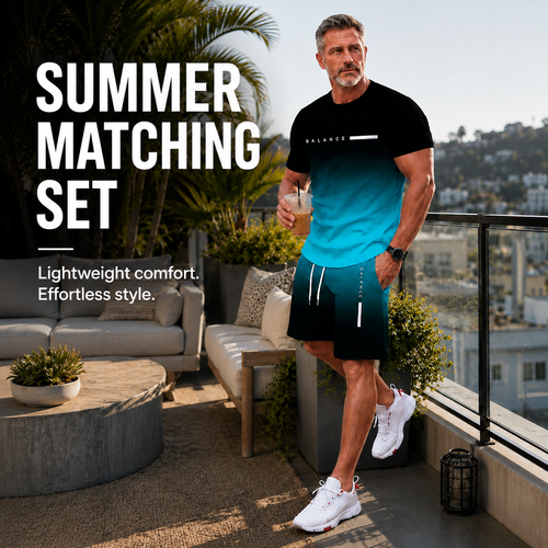 🔥 50% OFF LIMITED SALE — Men’s Gradient Short Sleeve Activewear Set