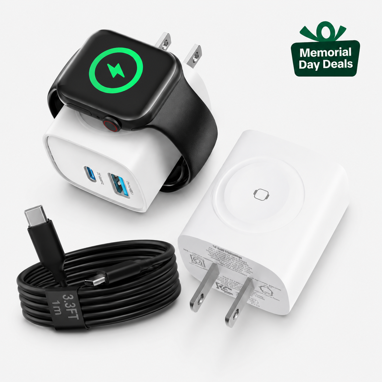 🔥Last Day 55% OFF - 3-in-1 20W USB-C Fast Charger with Magnetic Apple Watch Dock & Cable