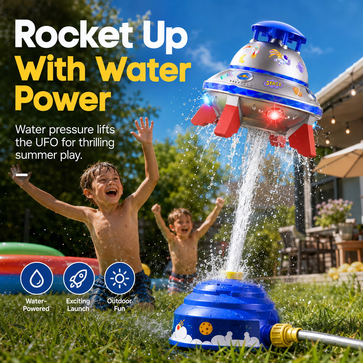 🌈50% OFF TODAY🚀 Spinning UFO Water Sprinkler with Lights