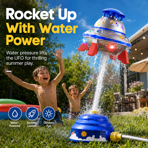 🌈50% OFF TODAY🚀 Spinning UFO Water Sprinkler with Lights