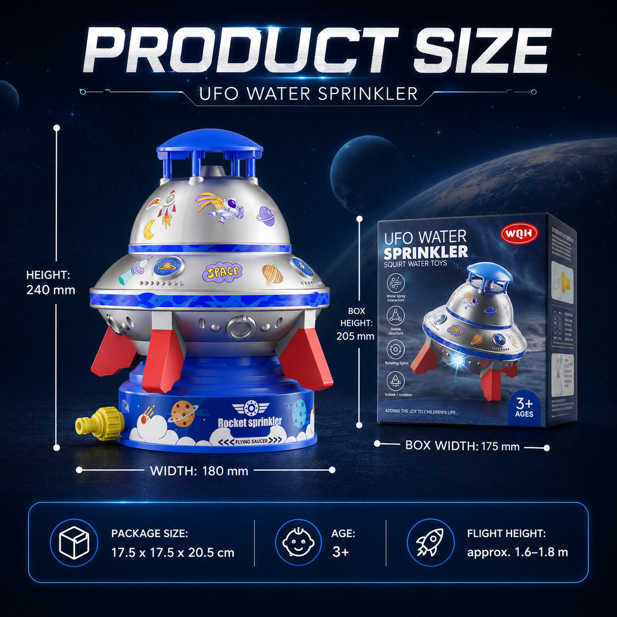 🌈50% OFF TODAY🚀 Spinning UFO Water Sprinkler with Lights