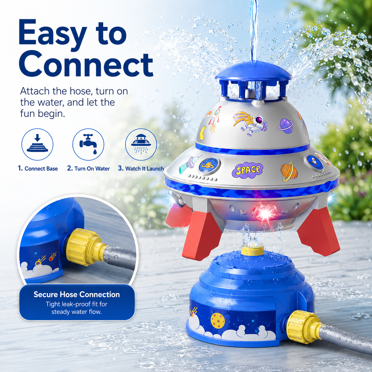 🌈50% OFF TODAY🚀 Spinning UFO Water Sprinkler with Lights