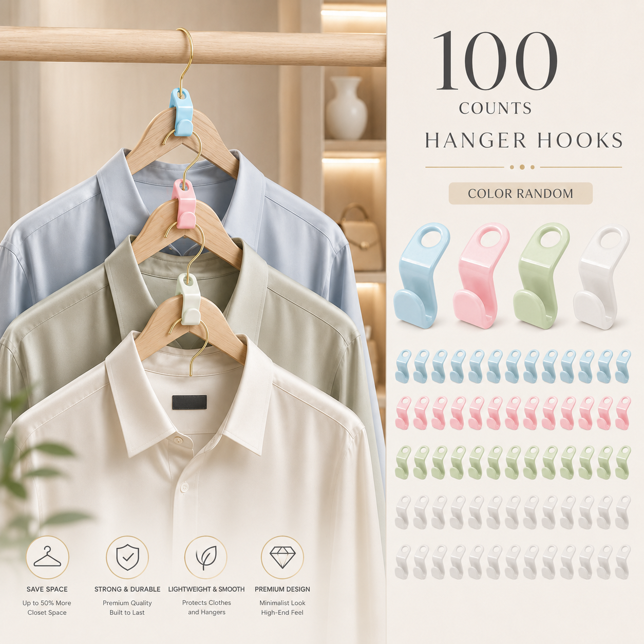 ✨50PCS Hanger Connector Hooks👕 Organize More Save More Space