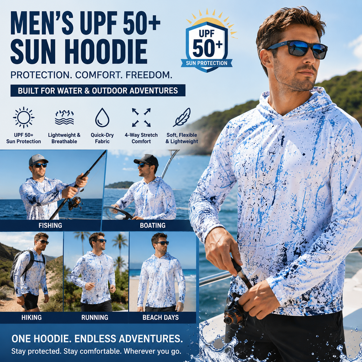 🎁HOT 49% OFF  🔥 Men’s UPF 50+ Swim & Outdoor Sun Hoodie