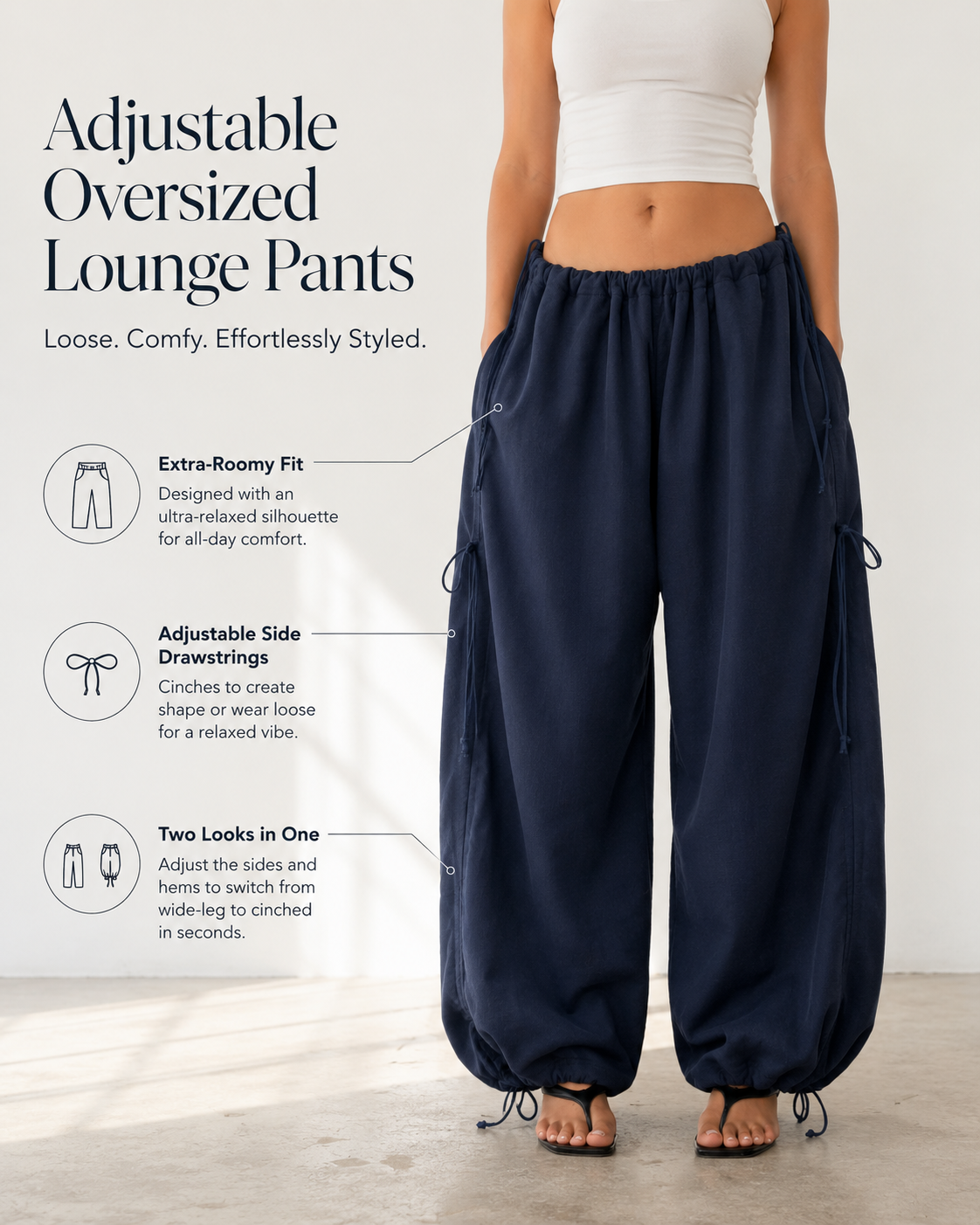 ✨ Unisex Adjustable Oversized Lounge Pants – Made for XS-6XL