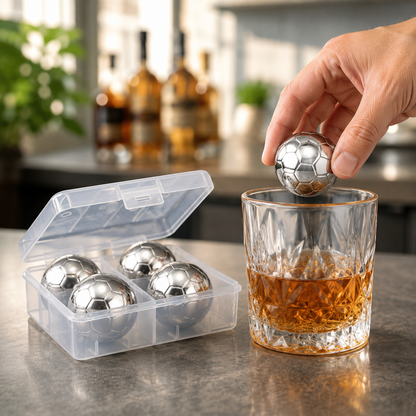 ⚽ World Cup Sale 55% OFF – Soccer Whiskey Ice Balls Set, Reusable Stainless Steel Drink Chilling Stones