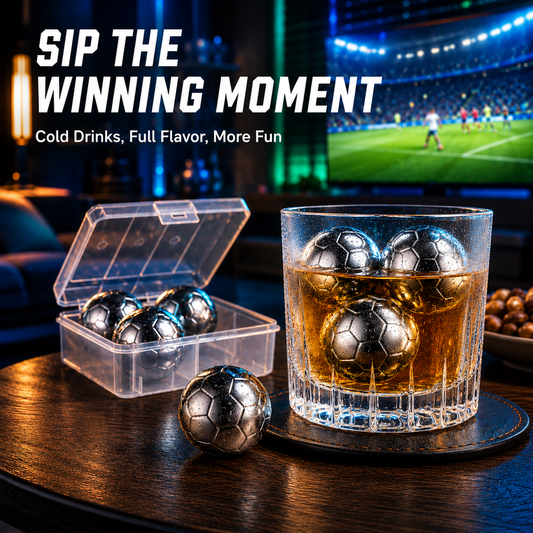 ⚽ World Cup Sale 55% OFF – Soccer Whiskey Ice Balls Set, Reusable Stainless Steel Drink Chilling Stones