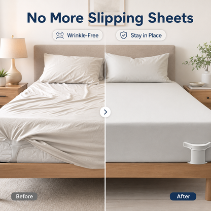 💥 BUY 2 GET 1 FREE😴Secure Fit Sheet Holders – Wrinkle-Free, Slip-Free Bed