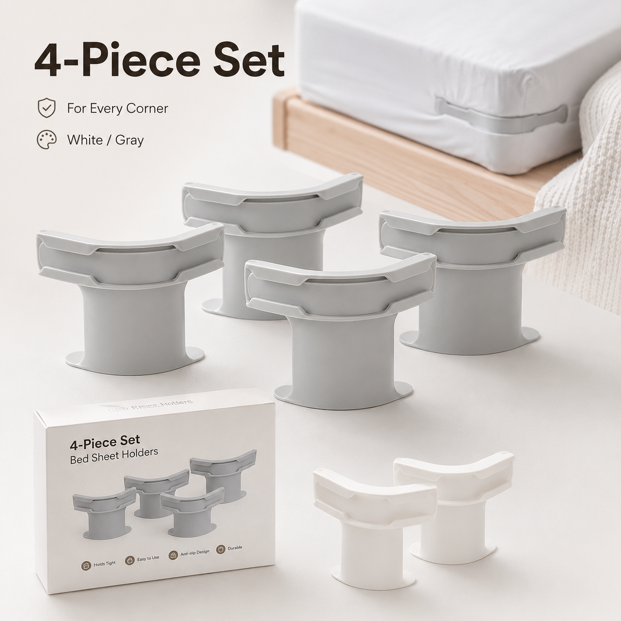 💥 BUY 2 GET 1 FREE😴Secure Fit Sheet Holders – Wrinkle-Free, Slip-Free Bed