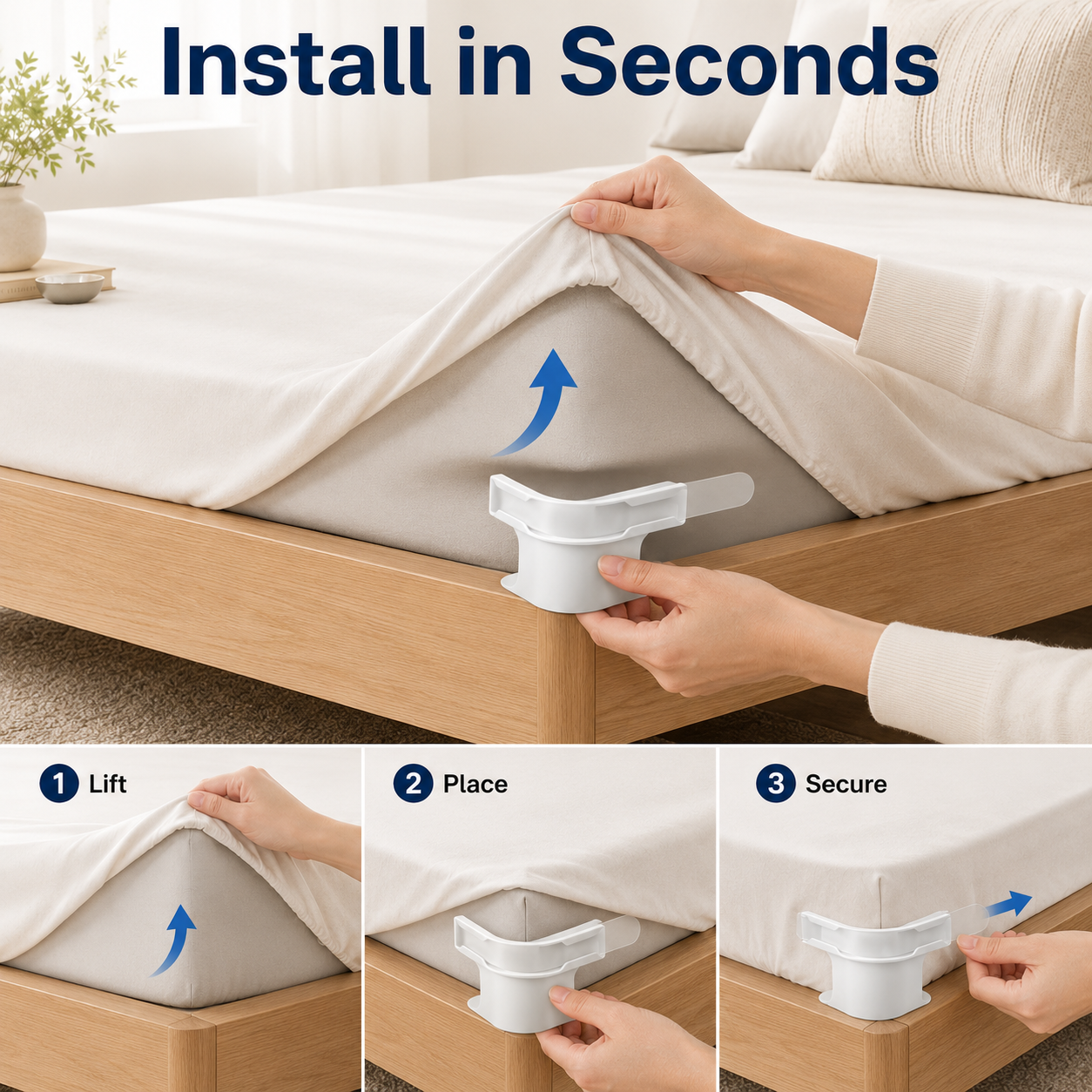 💥 BUY 2 GET 1 FREE😴Secure Fit Sheet Holders – Wrinkle-Free, Slip-Free Bed