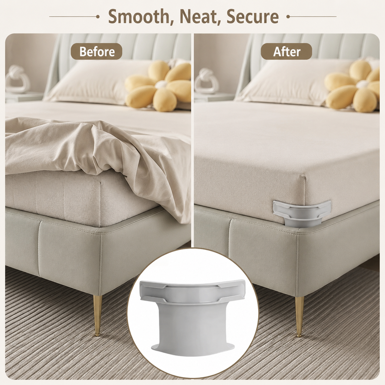 💥 BUY 2 GET 1 FREE😴Secure Fit Sheet Holders – Wrinkle-Free, Slip-Free Bed