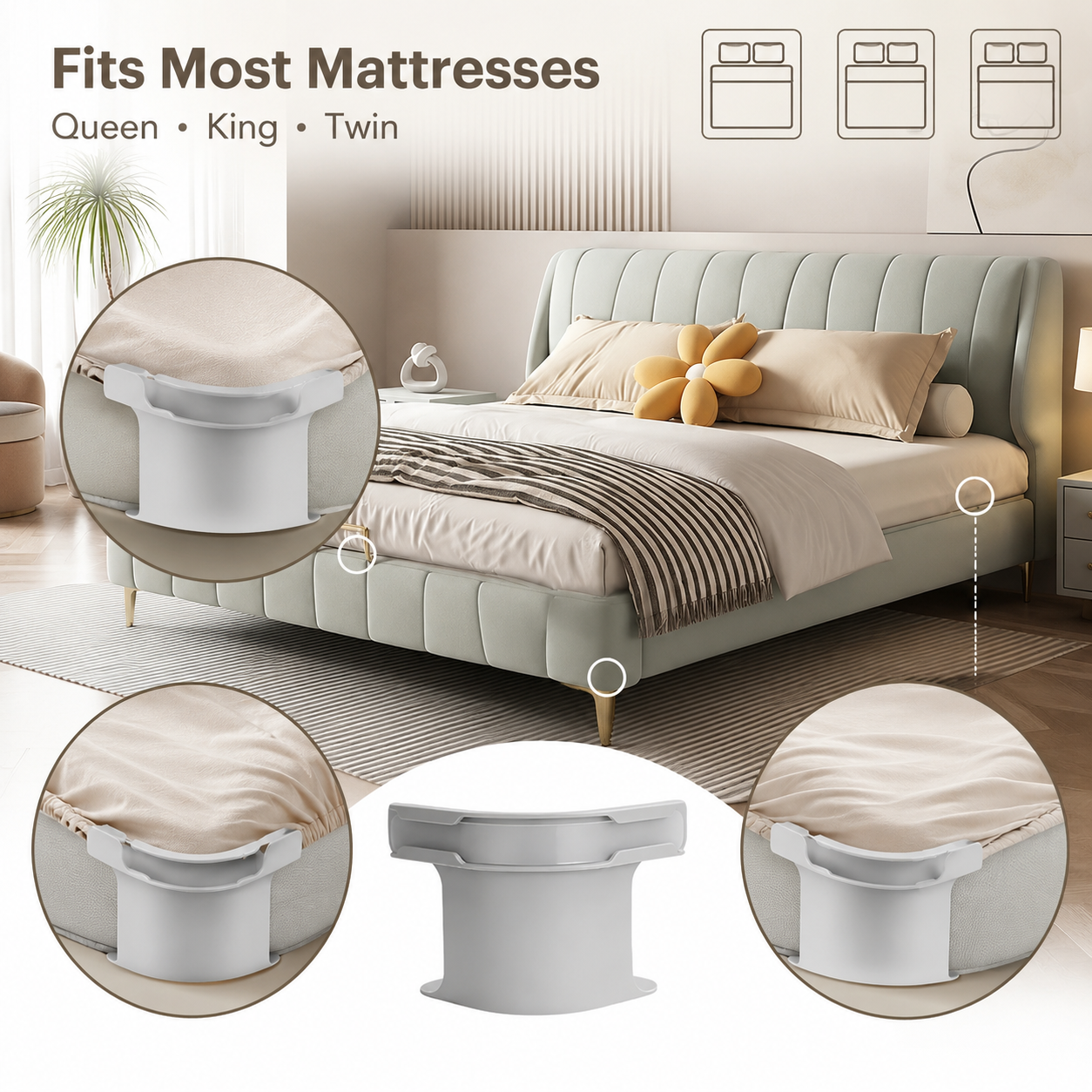 💥 BUY 2 GET 1 FREE😴Secure Fit Sheet Holders – Wrinkle-Free, Slip-Free Bed