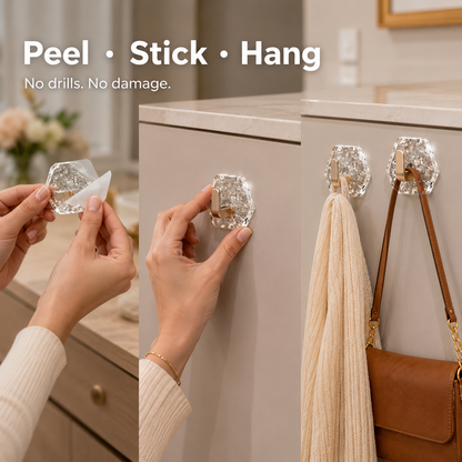 🏠✨10-Pack Heavy-Duty Adhesive Hooks – Strong Hold, No Drilling