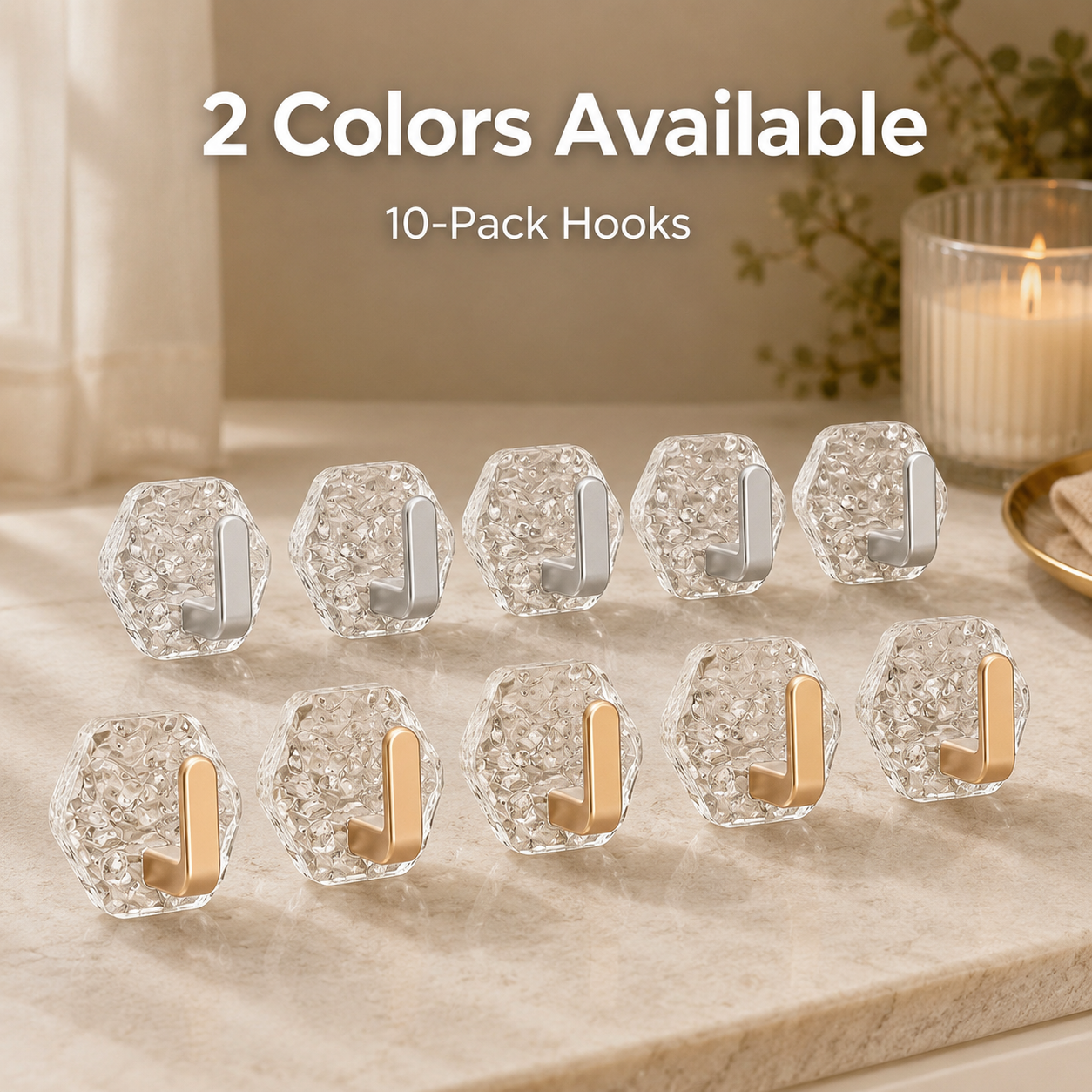🏠✨10-Pack Heavy-Duty Adhesive Hooks – Strong Hold, No Drilling
