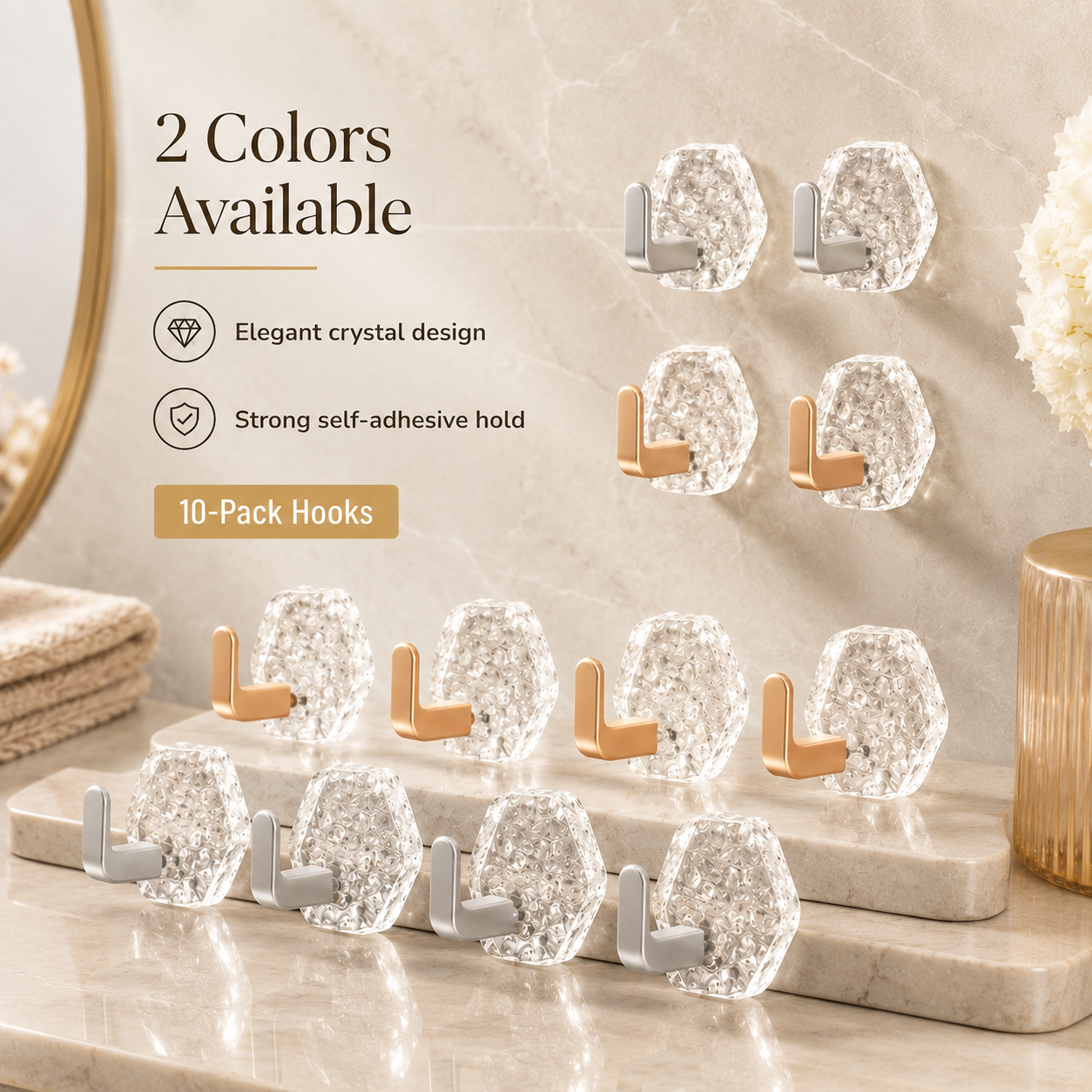 🏠✨10-Pack Heavy-Duty Adhesive Hooks – Strong Hold, No Drilling