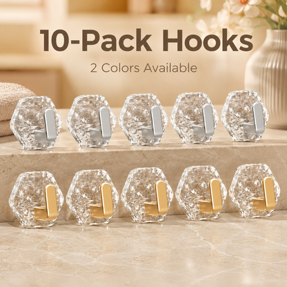 🏠✨10-Pack Heavy-Duty Adhesive Hooks – Strong Hold, No Drilling