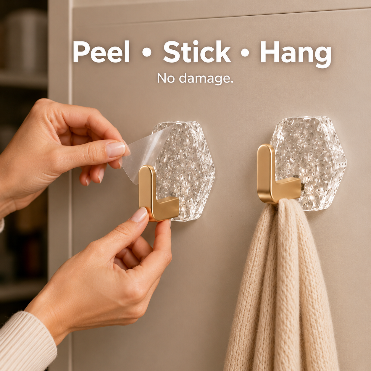 🏠✨10-Pack Heavy-Duty Adhesive Hooks – Strong Hold, No Drilling
