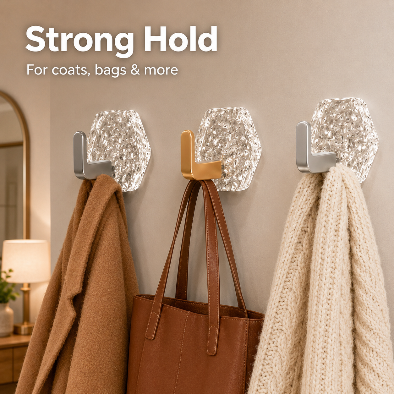 🏠✨10-Pack Heavy-Duty Adhesive Hooks – Strong Hold, No Drilling
