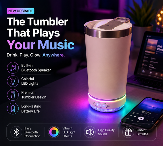 🔊 LED Bluetooth Speaker Tumbler – Smart Cup With Music & RGB Light