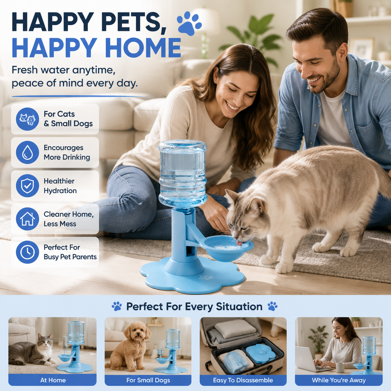 📦✨ Buy 2 & Ships Free! 🐱 Automatic Gravity Pet Water Fountain & Storage Bowl 🐾