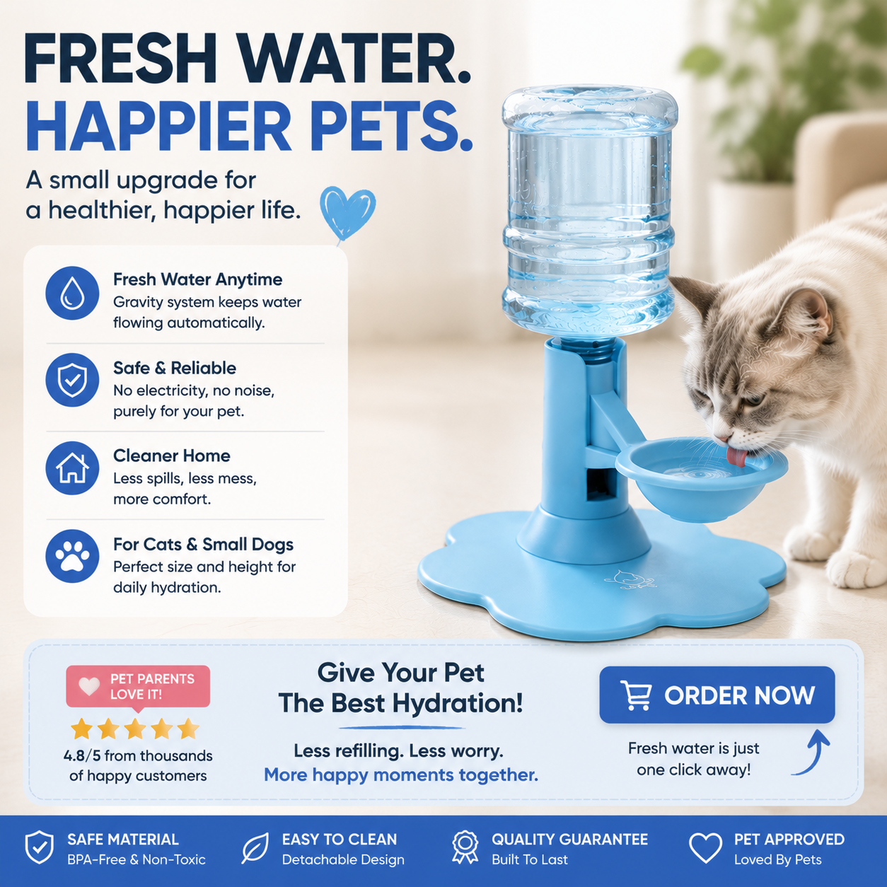 📦✨ Buy 2 & Ships Free! 🐱 Automatic Gravity Pet Water Fountain & Storage Bowl 🐾