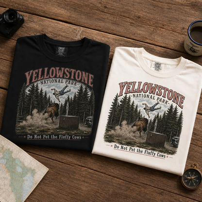 Do Not Pet the Fluffy Cows Unisex Cotton T-Shirt – Vintage Yellowstone Graphic Tee