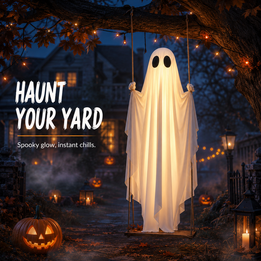 🎃FLASH SALE 55% OFF👻 5FT Light-Up Swinging Ghost⚡Bring Your Porch to Life
