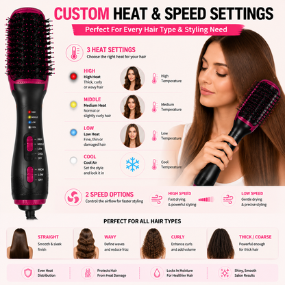 💇‍♀️ 3-in-1 Hair Dryer Brush | One-Step Blowout Styling Tool