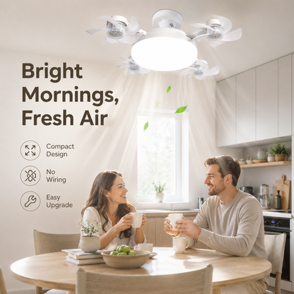 🔥50% OFF TODAY💡 2-in-1 Ceiling Fan Light 🔧No Wiring • No Tools • Just Screw It In