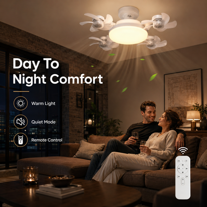 🔥50% OFF TODAY💡 2-in-1 Ceiling Fan Light 🔧No Wiring • No Tools • Just Screw It In