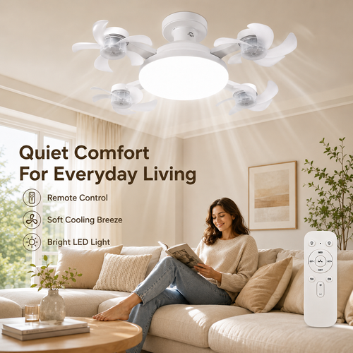 🔥50% OFF TODAY💡 2-in-1 Ceiling Fan Light 🔧No Wiring • No Tools • Just Screw It In