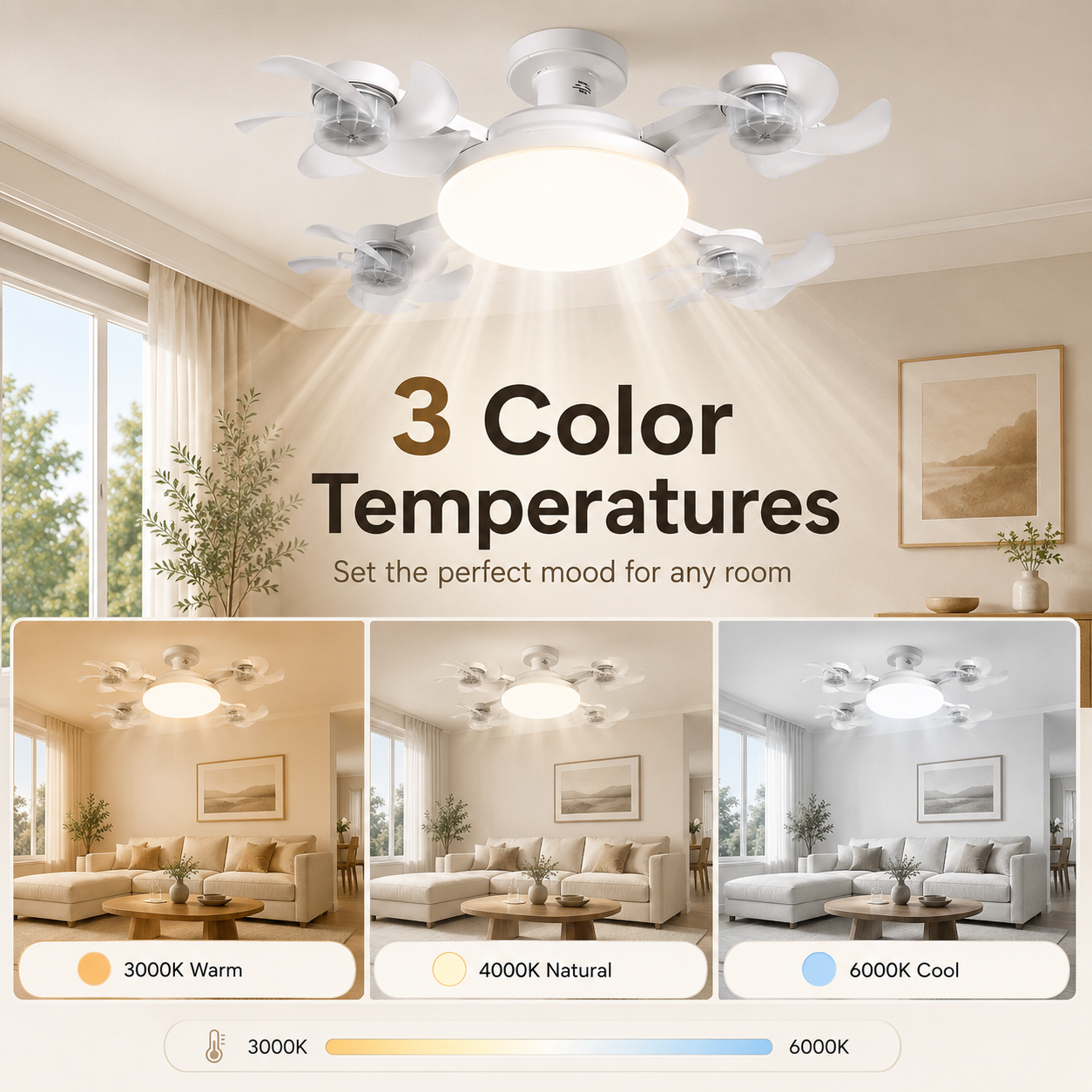 🔥50% OFF TODAY💡 2-in-1 Ceiling Fan Light 🔧No Wiring • No Tools • Just Screw It In