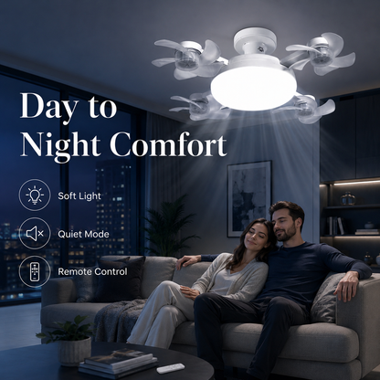 🔥50% OFF TODAY💡 2-in-1 Ceiling Fan Light 🔧No Wiring • No Tools • Just Screw It In