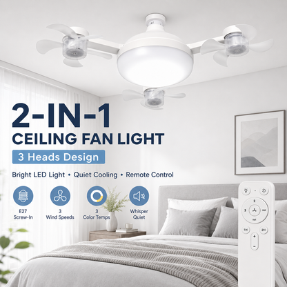 🔥50% OFF TODAY💡 2-in-1 Ceiling Fan Light 🔧No Wiring • No Tools • Just Screw It In