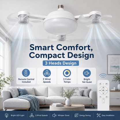🔥50% OFF TODAY💡 2-in-1 Ceiling Fan Light 🔧No Wiring • No Tools • Just Screw It In
