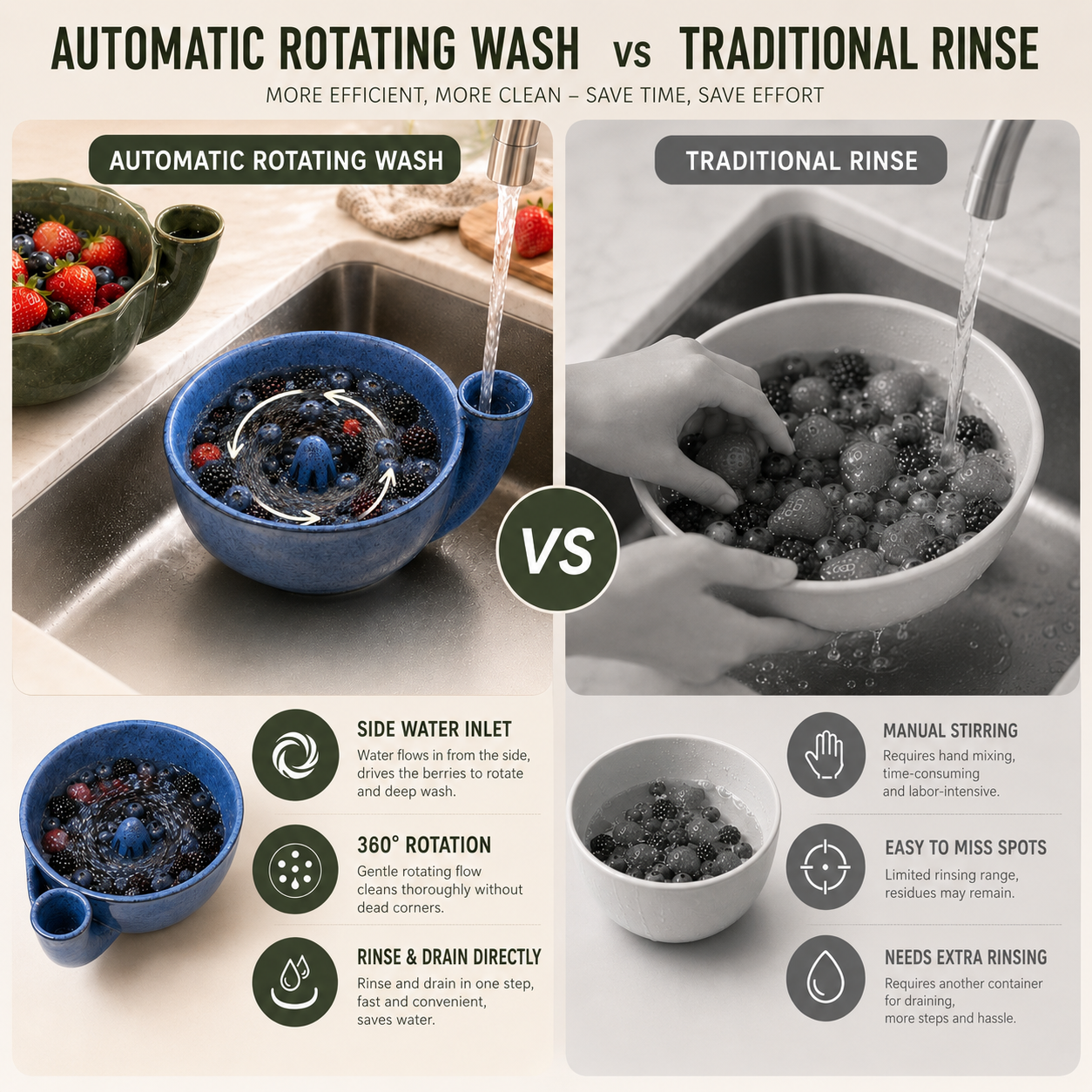 🌸 TODAY ONLY 45% OFF 🍓 Artisan Swirling Berry Wash Bowl – Rinse, Drain & Serve