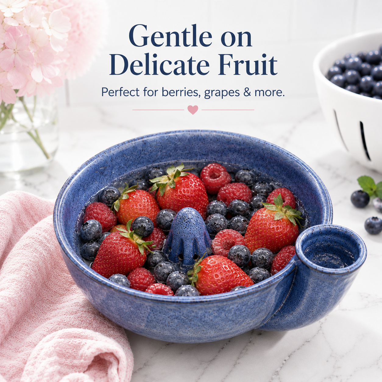 🌸 TODAY ONLY 45% OFF 🍓 Artisan Swirling Berry Wash Bowl – Rinse, Drain & Serve