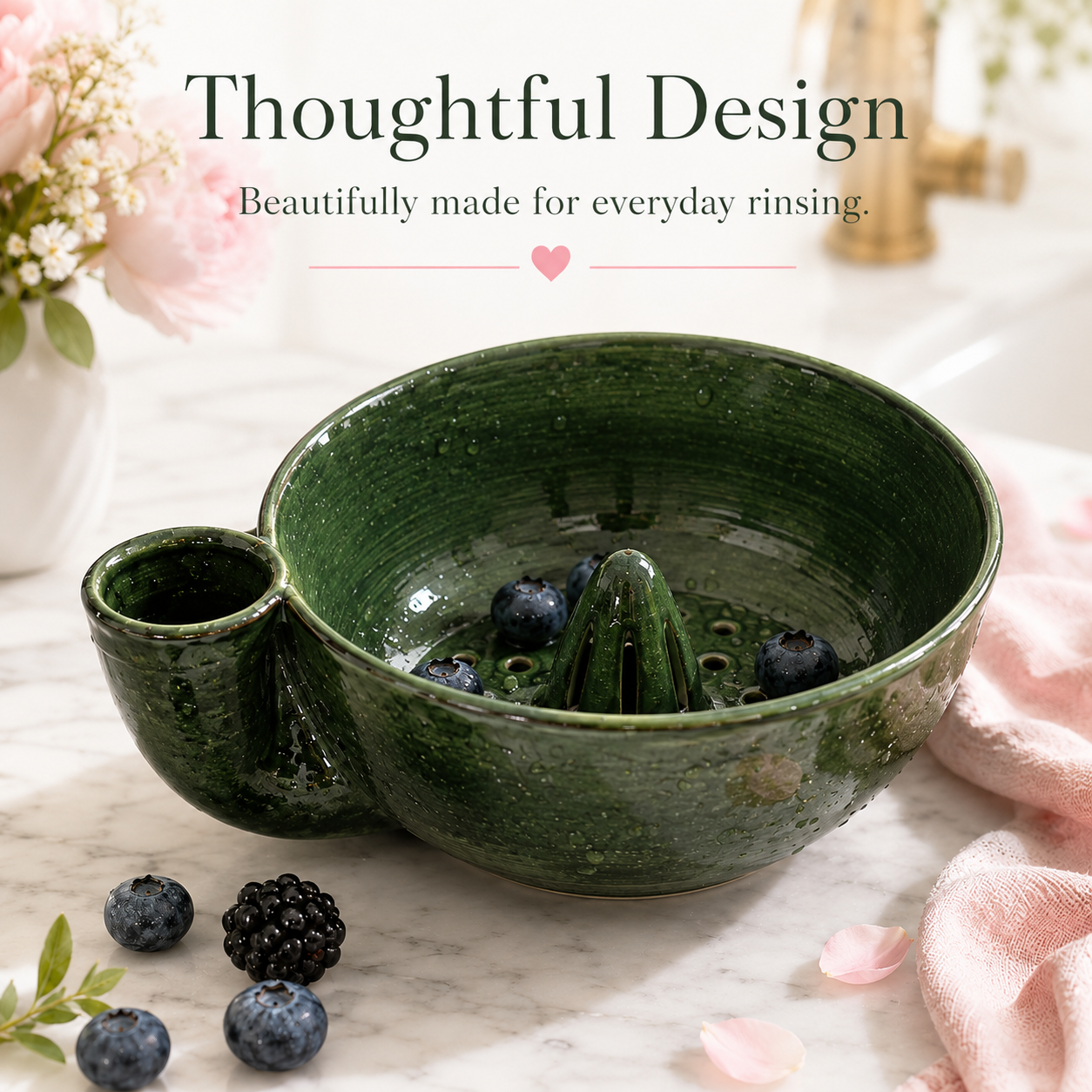 🌸 TODAY ONLY 45% OFF 🍓 Artisan Swirling Berry Wash Bowl – Rinse, Drain & Serve