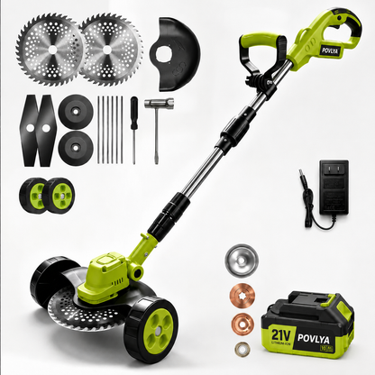 🌱 21V Cordless 3-in-1 Grass Trimmer, Edger & Mini Lawn Mower with 2 Batteries 🔋