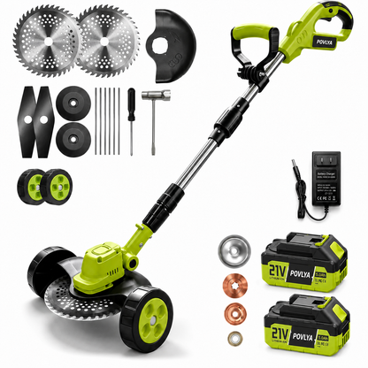 🌱 21V Cordless 3-in-1 Grass Trimmer, Edger & Mini Lawn Mower with 2 Batteries 🔋