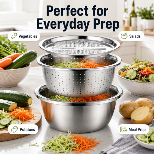 🔥 TODAY ONLY 50% OFF 🥕 3-in-1 Stainless Steel Vegetable Grater Bowl