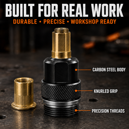 🔥 LAST DAY 50% OFF-🔧 Complete Drill-Powered Rivet Nut Kit – M3–M8 Threaded Insert Tool Set