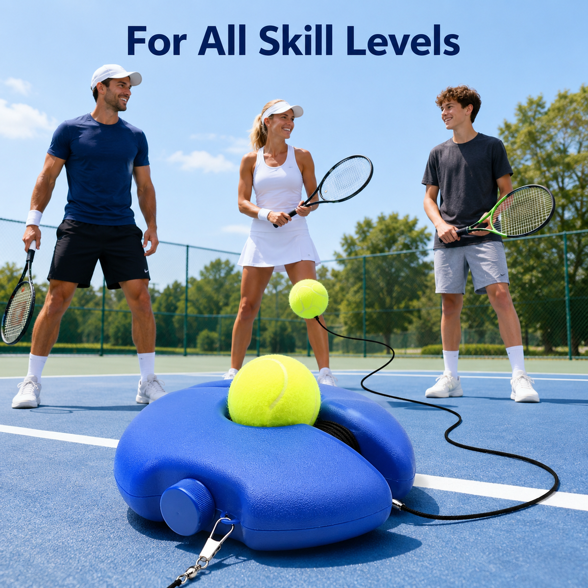 🎾💥Solo Tennis Practice Rebounder – 2-Piece Trainer with Balls
